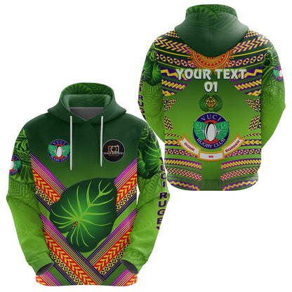 ( Personalised) Fiji Vuci Rugby Club Hoodie Creative Style Green, Text And Number