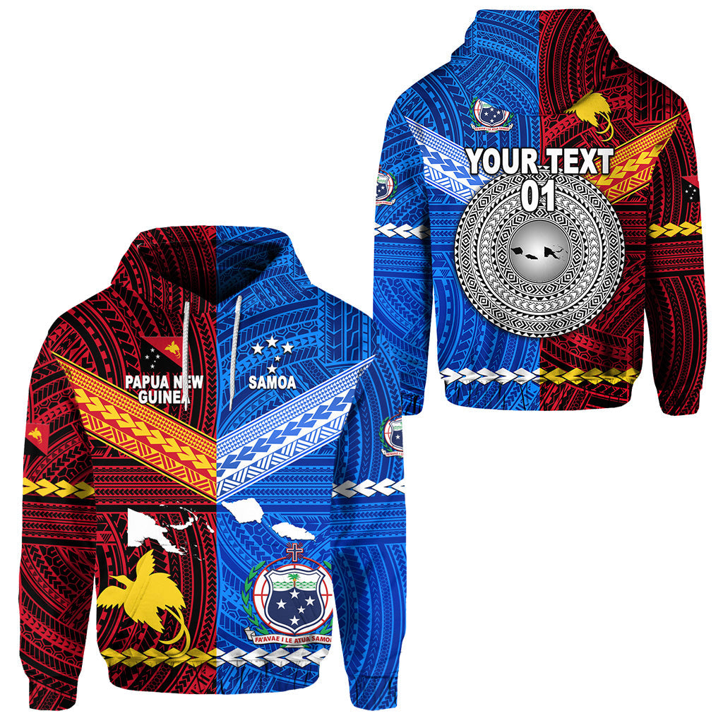 ( Personalised) Papua New Guinea And Samoa Together Hoodie, Text And Number