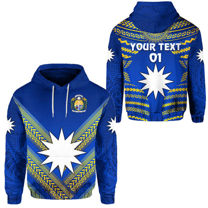 ( Personalised) Nauru Polynesian Flag Hoodie Creative Style Blue, Text And Number