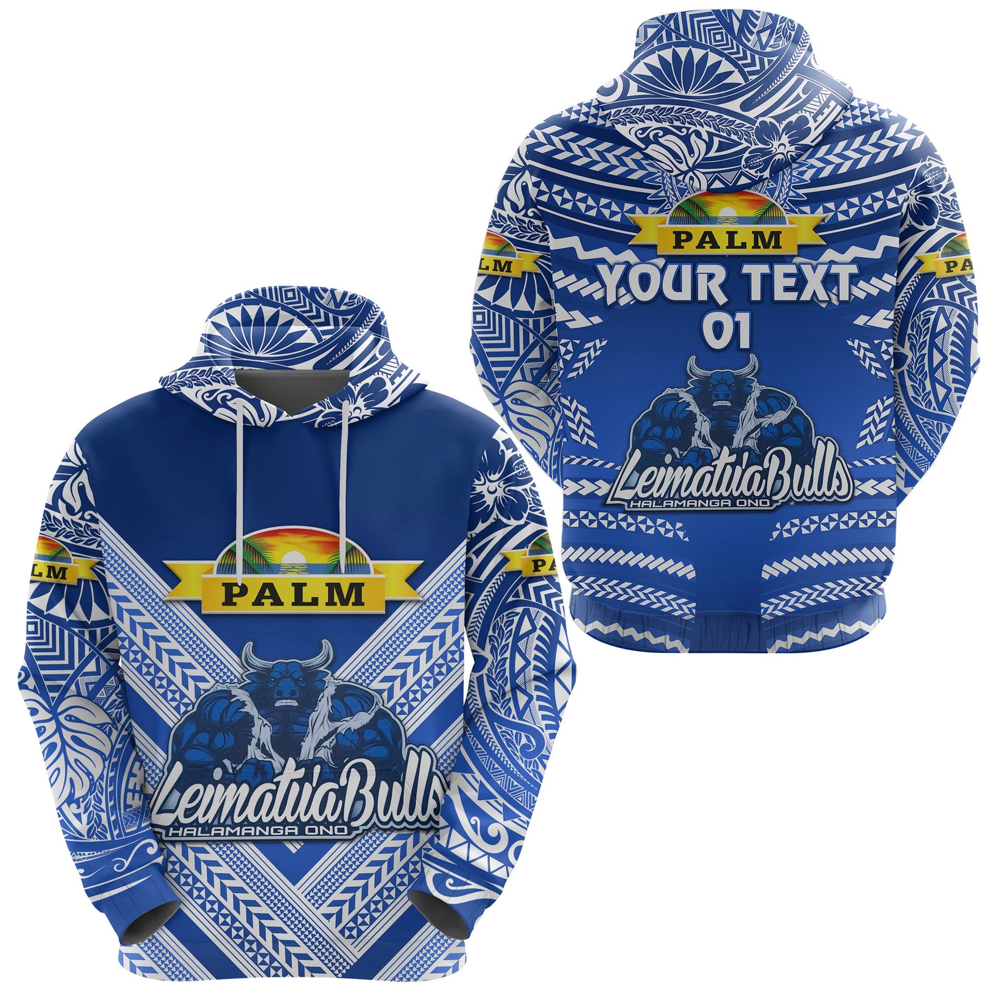 ( Personalised) Mate Ma'a Tonga Hoodie Leimatu'a Bulls Creative Style Blue, Text And Number