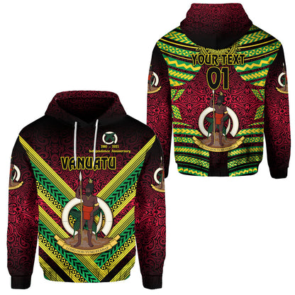 ( Personalised) Vanuatu Special Independence Anniversary Hoodie Creative Style Gradient Red, Text And Number