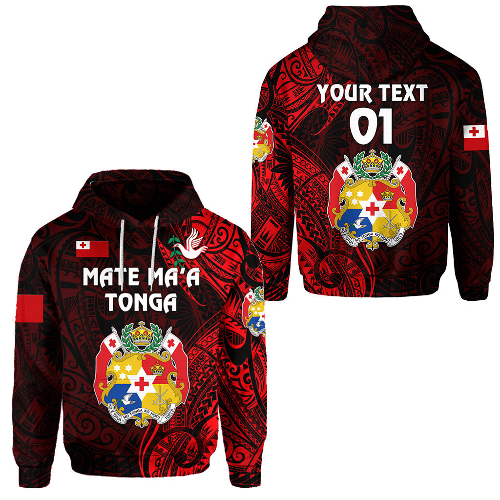 ( Personalised) Tonga Coat Of Arms Hoodie Simple Vibes Red, Text And Number