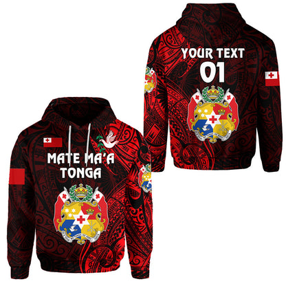 ( Personalised) Tonga Coat Of Arms Hoodie Simple Vibes Red, Text And Number
