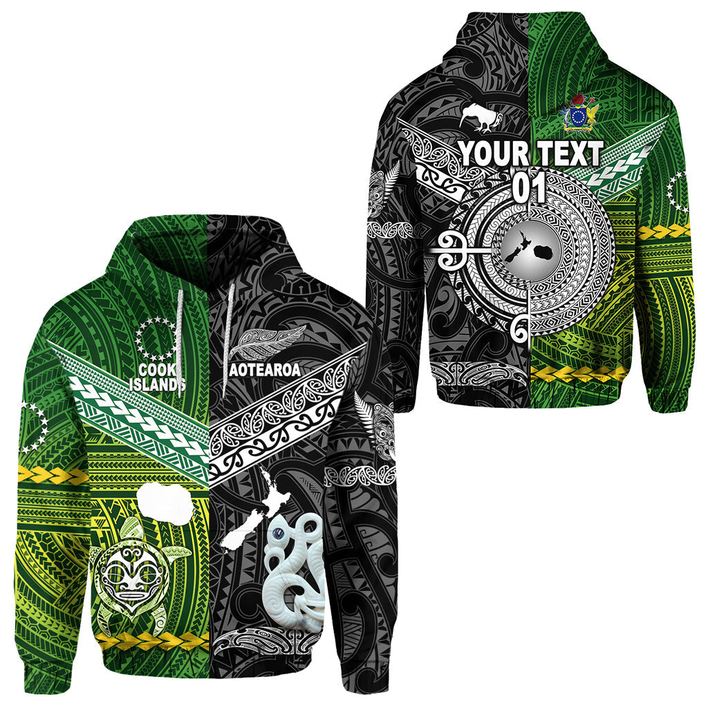 ( Personalised) New Zealand Maori Aotearoa Hoodie Cook Islands Together Black, Text And Number