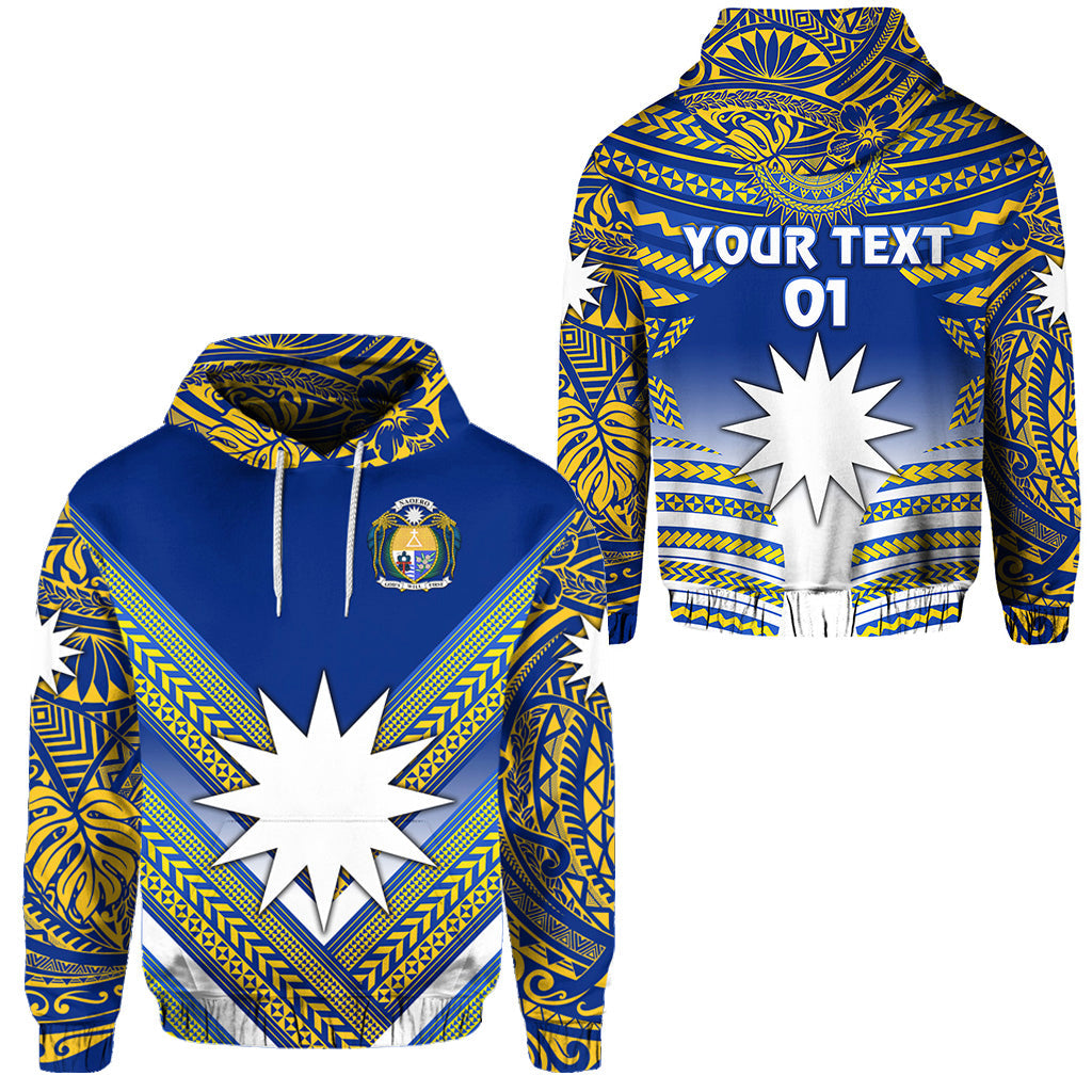 ( Personalised) Nauru Polynesian Flag Hoodie Creative Style Blue NO.1, Text And Number