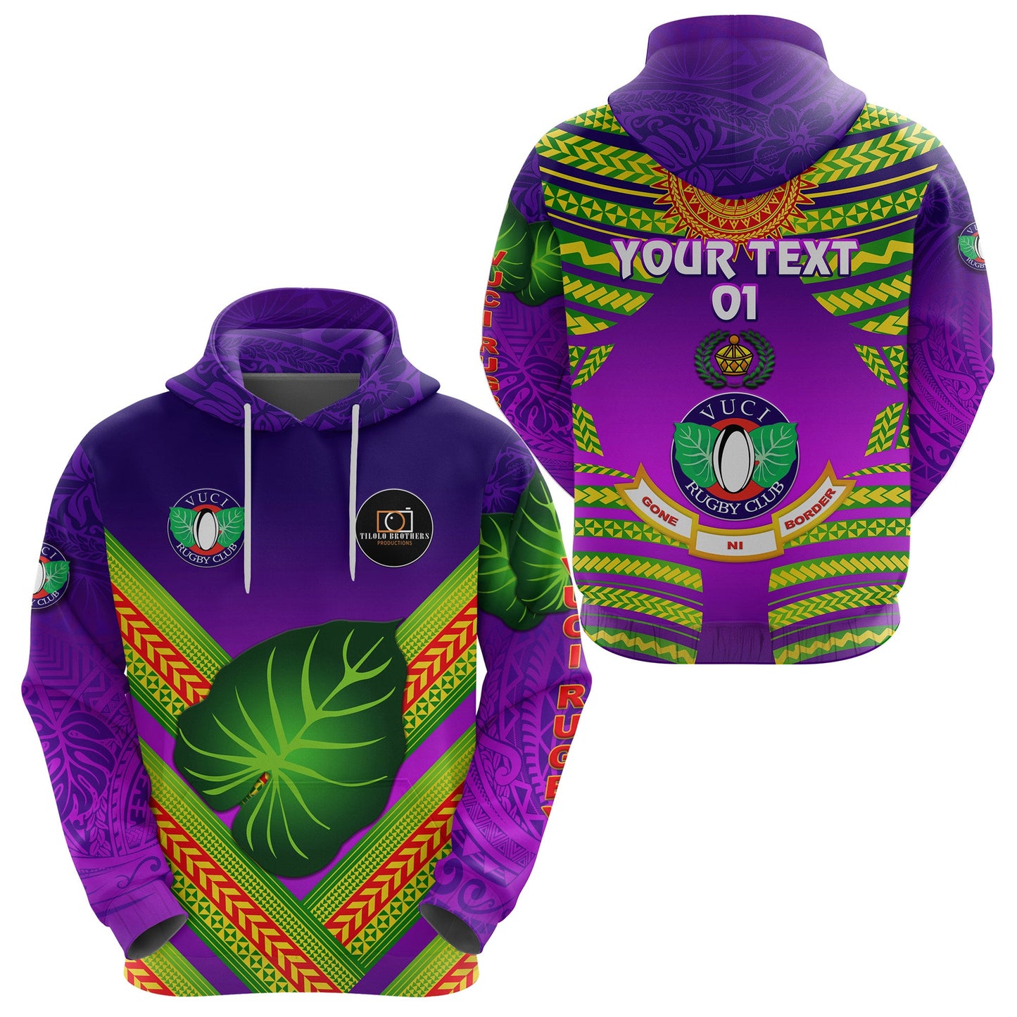( Personalised) Fiji Vuci Rugby Club Hoodie Creative Style Purple, Text And Number