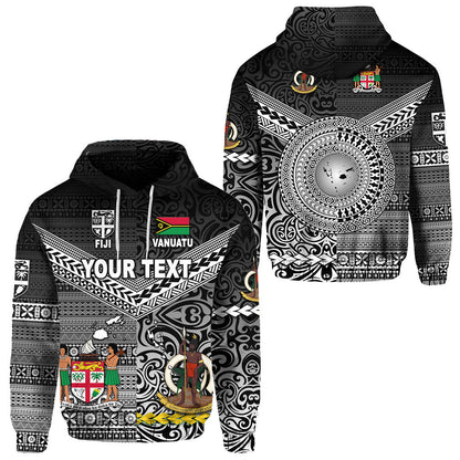 ( Personalised) Vanuatu And Fiji Hoodie Together Black