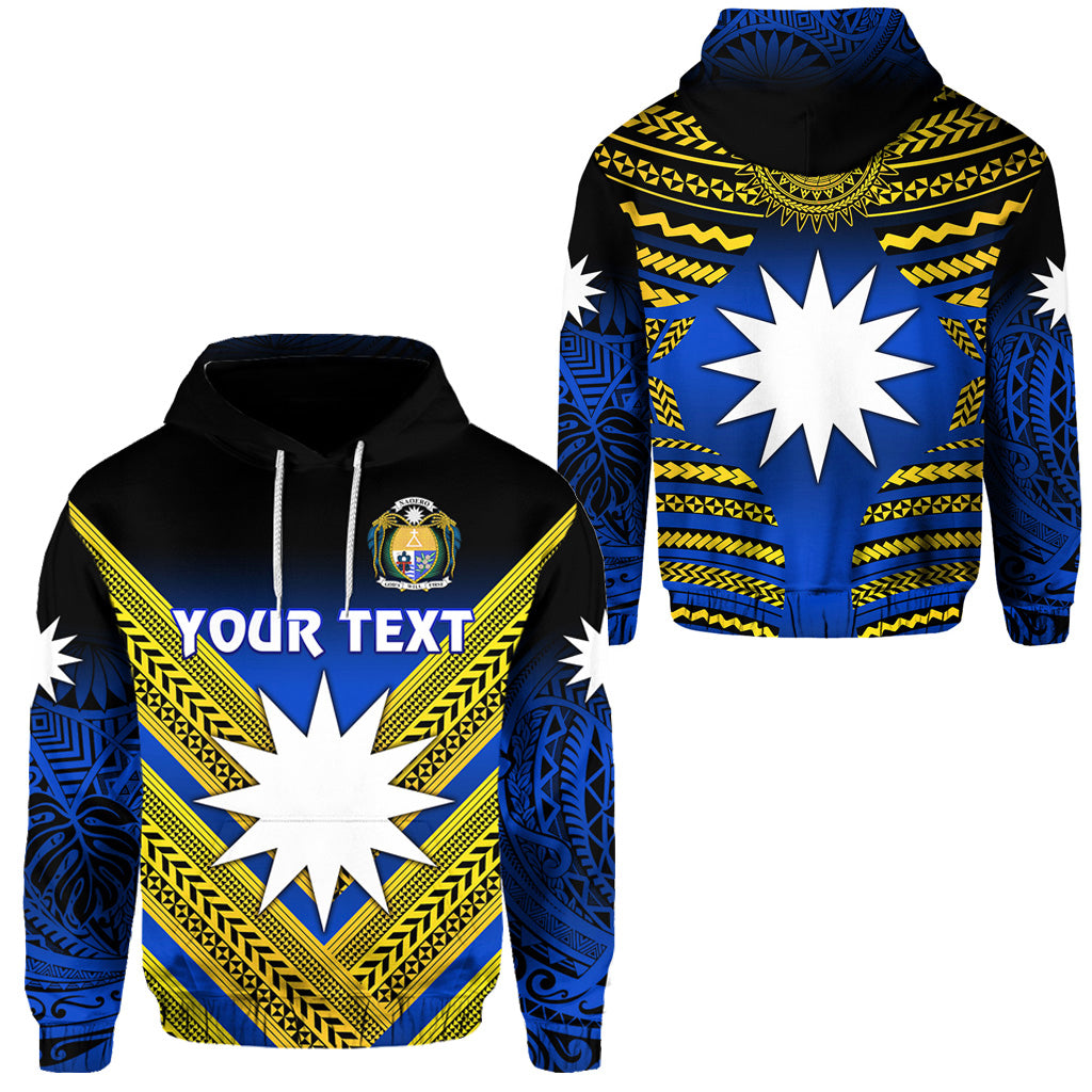 ( Personalised) Nauru Polynesian Flag Hoodie Creative Style Gradient Blue