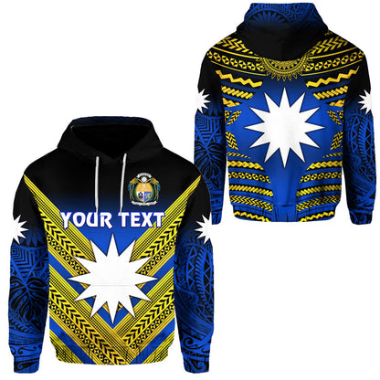 ( Personalised) Nauru Polynesian Flag Hoodie Creative Style Gradient Blue