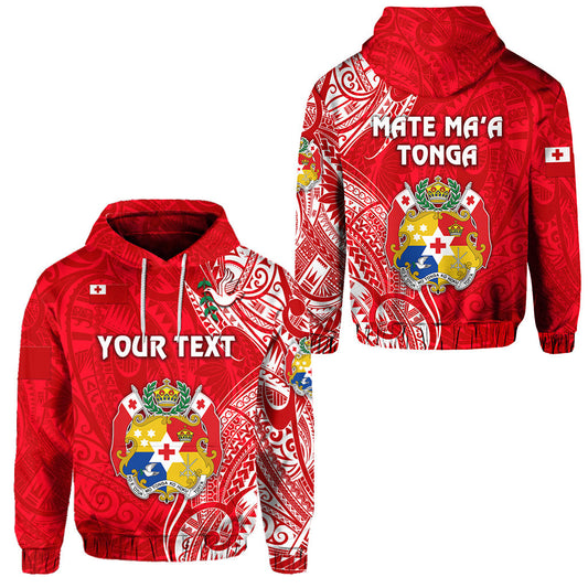 Custom Text Tonga Coat Of Arms Hoodie Simple Vibes Bright Red