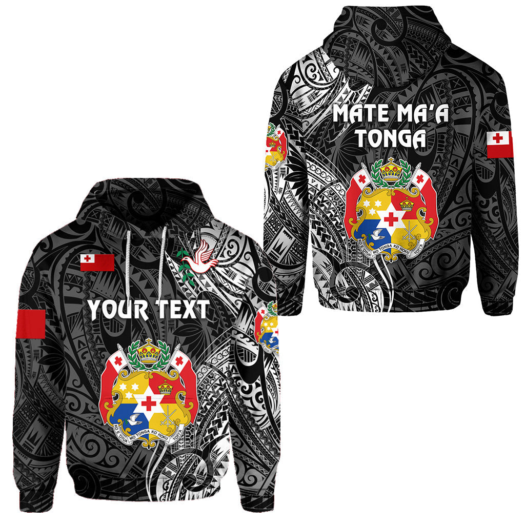 ( Personalised) Tonga Coat Of Arms Hoodie Simple Vibes Black