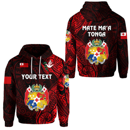 ( Personalised) Tonga Coat Of Arms Hoodie Simple Vibes Red