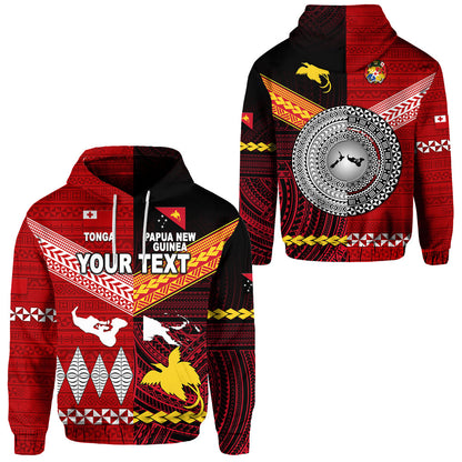 ( Personalised) Papua New Guinea And Tonga Hoodie Polynesian Together Red