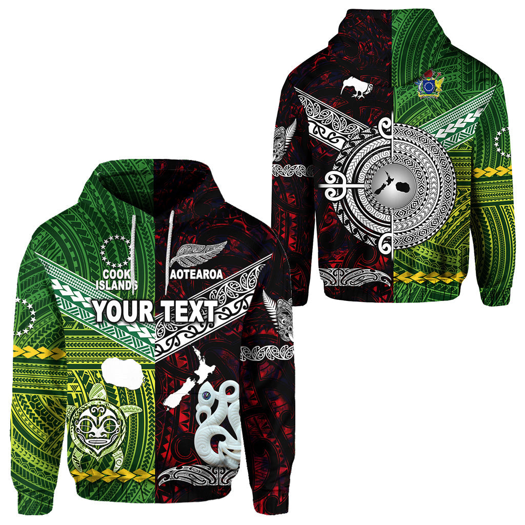 ( Personalised) New Zealand Maori Aotearoa Hoodie Cook Islands Together Red