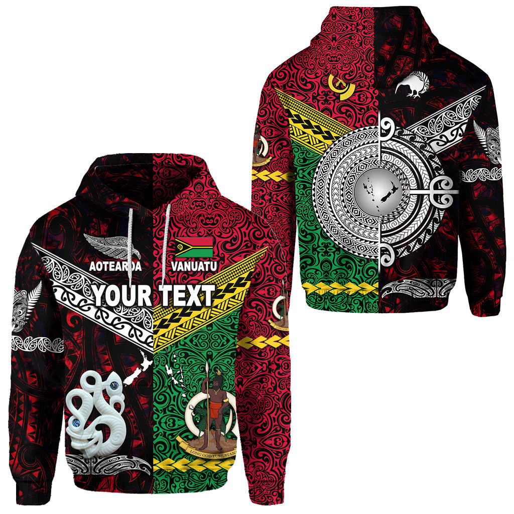 ( Personalised) Vanuatu And New Zealand Hoodie Together Red