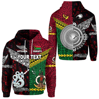 ( Personalised) Vanuatu And New Zealand Hoodie Together Red