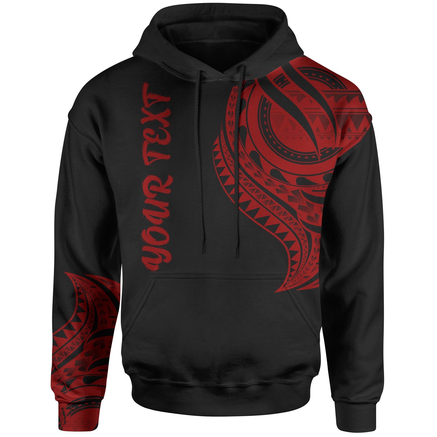 Custom Text Samoa Hoodie Personalise Samoan Tatau Red Patterns Zip Up Hoodie