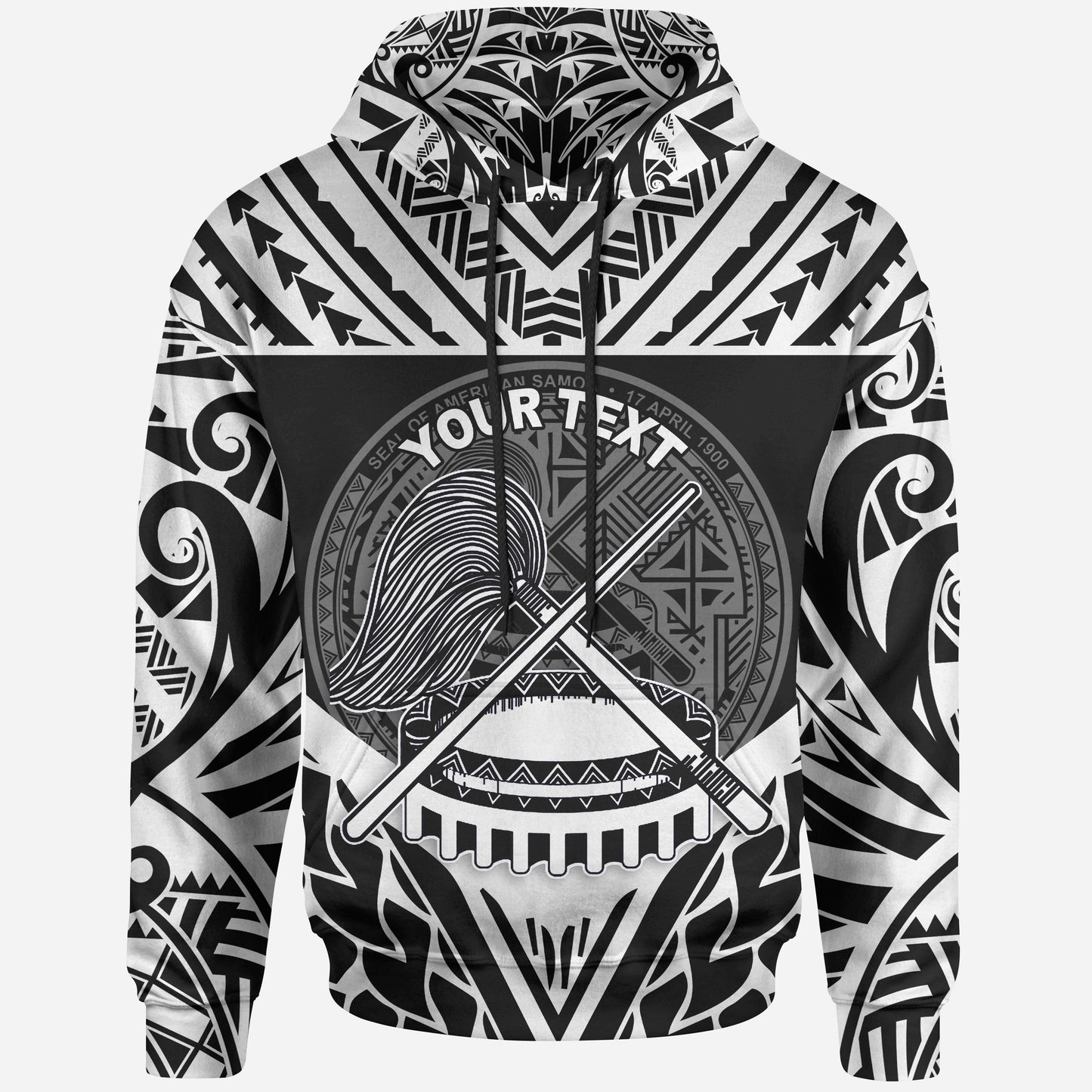 American Samoa Hoodie Unique Eagle Feather Texture Black