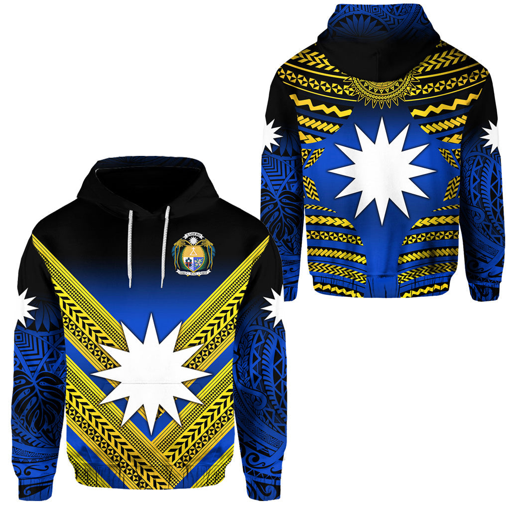 Nauru Polynesian Flag Hoodie Creative Style Gradient Blue