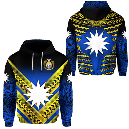 Nauru Polynesian Flag Hoodie Creative Style Gradient Blue