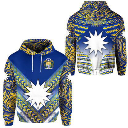 Nauru Polynesian Flag Hoodie Creative Style Blue NO.1