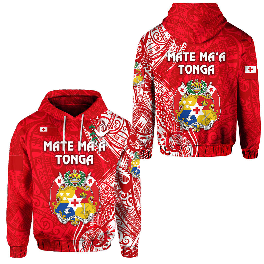 Tonga Coat Of Arms Hoodie Simple Vibes Bright Red