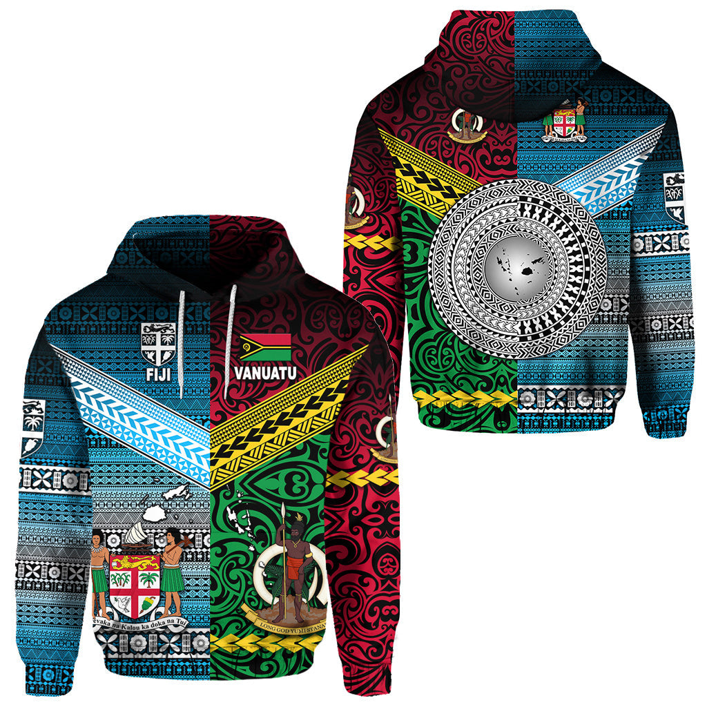 Vanuatu And Fiji Hoodie Together Blue