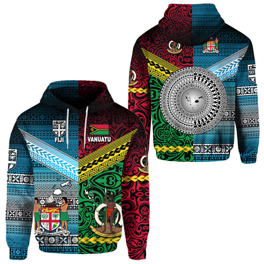 Vanuatu And Fiji Hoodie Together Blue