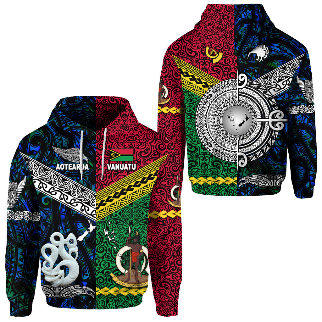 Vanuatu And New Zealand Hoodie Together Blue