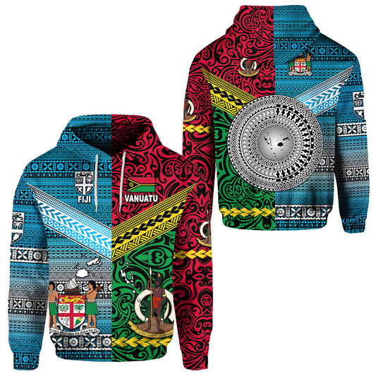 Vanuatu And Fiji Hoodie Together Bright Color