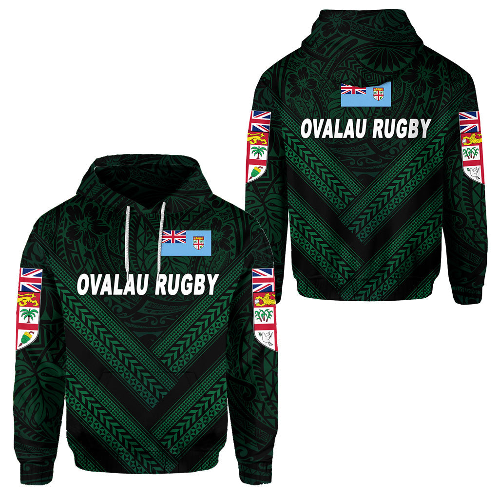 Fiji Ovalau Rugby Hoodie Dark Green Style
