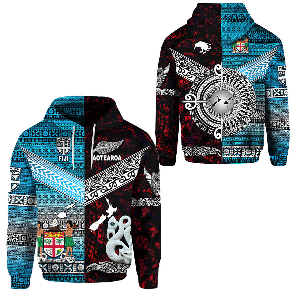 New Zealand Maori Aotearoa Fiji Tapa Together Hoodie Red
