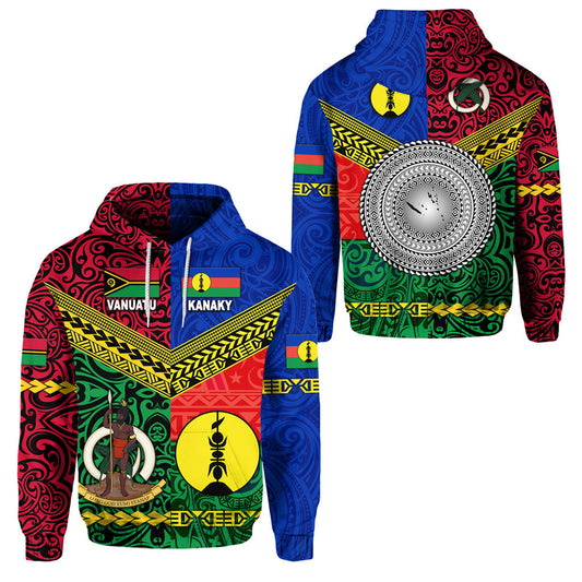 Vanuatu And New Caledonia Kanaky Hoodie Together