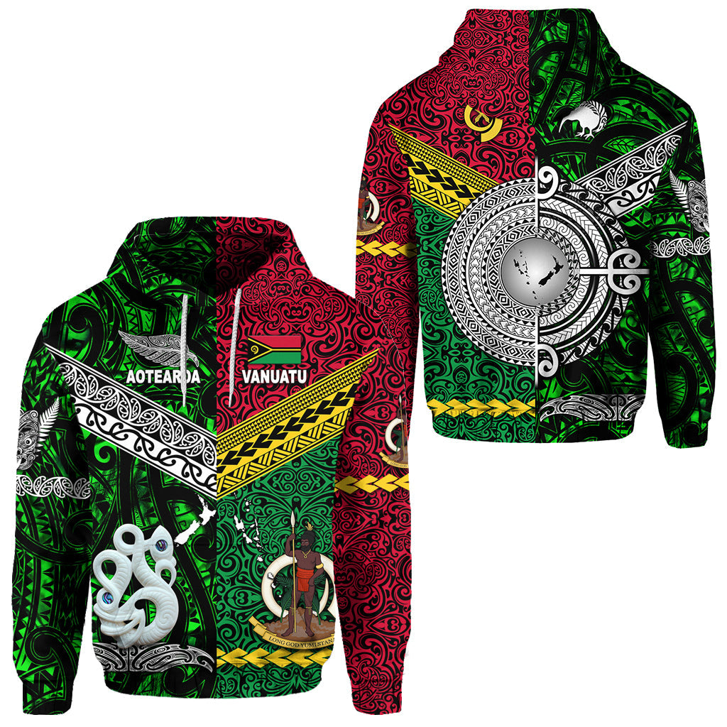 Vanuatu And New Zealand Hoodie Together Green