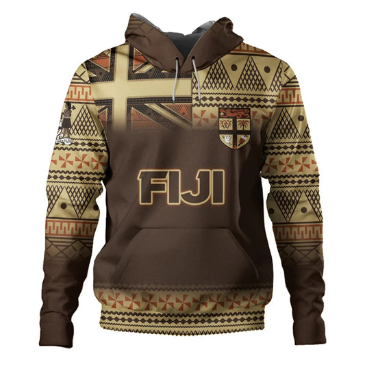 Fiji Polynesian Tribal Pattern Hoodie Fiji Coat Of Arms Boso Levu Island Zip Hoodie