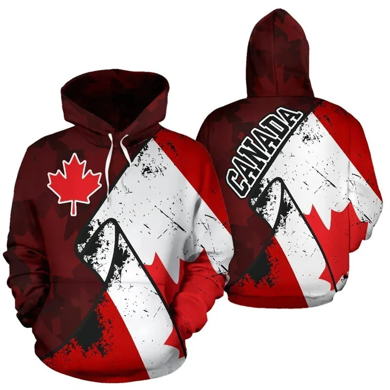Vintage Canada Flag Maple Leaf Red Hoodie Unisex Canada Zip Hoodie