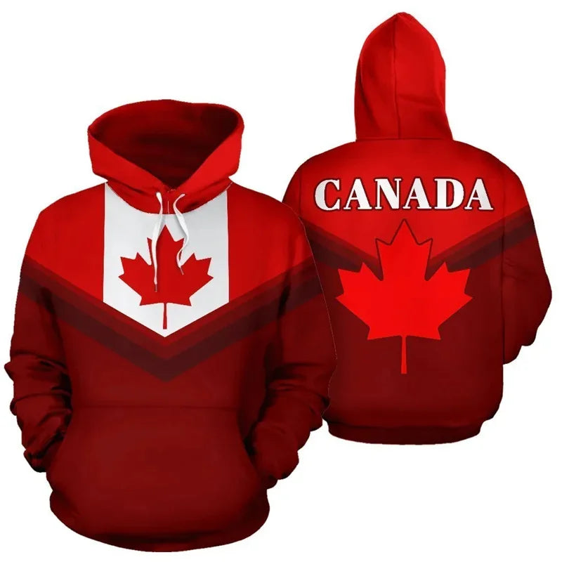 Canada Flag Maple Leaf Red Hoodie Unisex Canada Zip Hoodie All Over Print