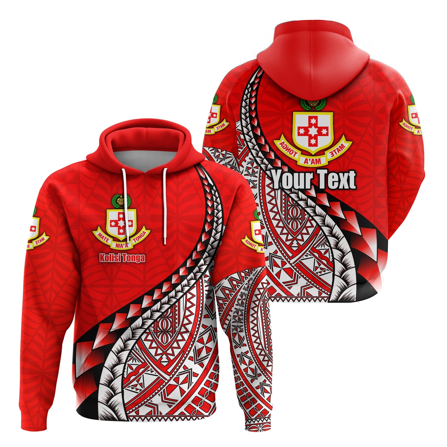 Custom Text Kolisi Tonga Hoodie Mate Ma'a Tonga Polynesian Free Style