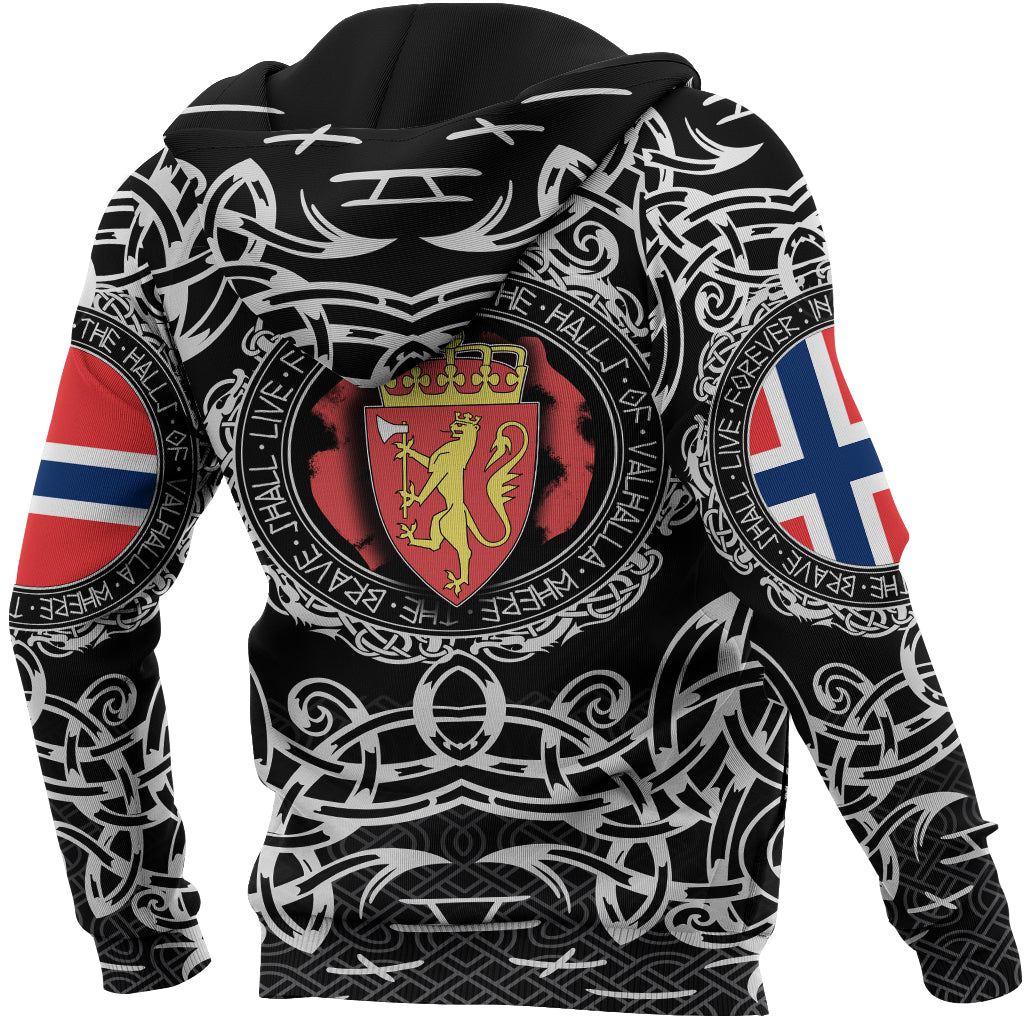 Viking Zip Hoodie Norway Viking Pattern