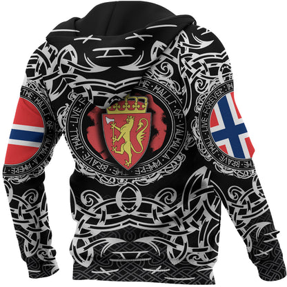 Viking Zip Hoodie Norway Viking Pattern