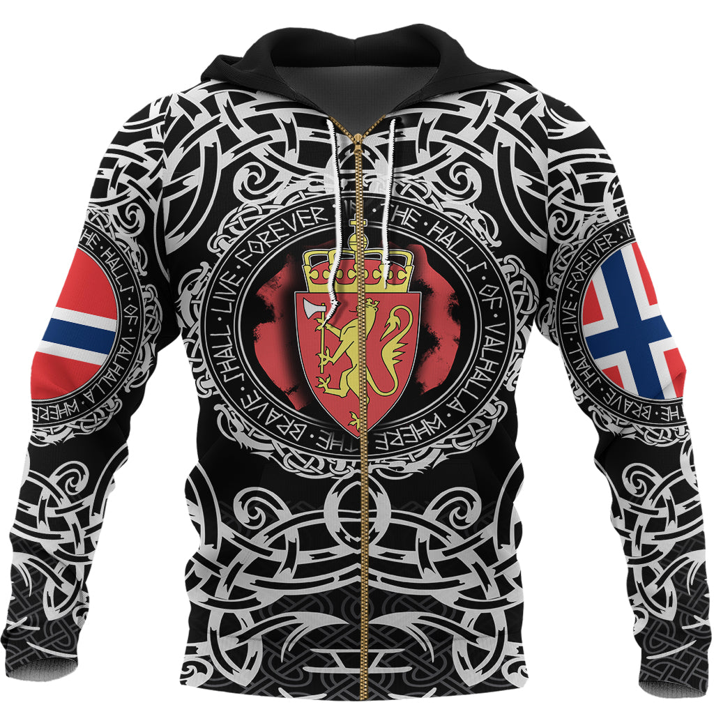 Viking Zip Hoodie Norway Viking Pattern