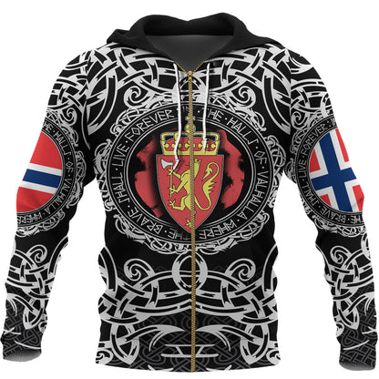 Viking Zip Hoodie Norway Viking Pattern