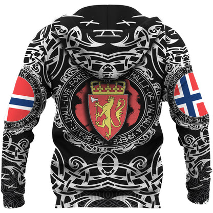 Viking Zip Hoodie Norway Viking Pattern