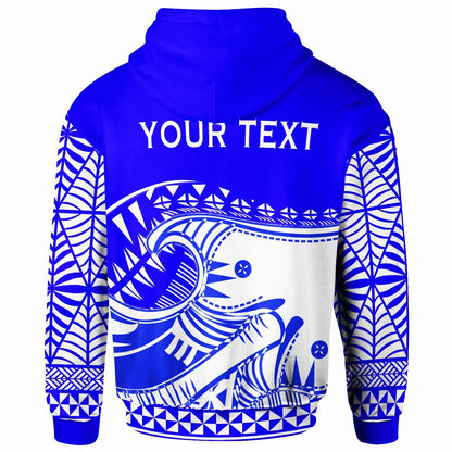 Tonga Zip Up Hoodie Youthful Dynamic Style Blue Neon Color