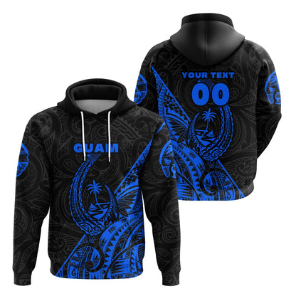 ( Personalised) Guam Rugby Hoodie Polynesian Patterns Style Blue
