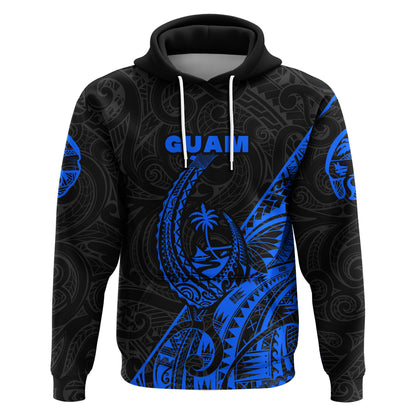 ( Personalised) Guam Rugby Hoodie Polynesian Patterns Style Blue