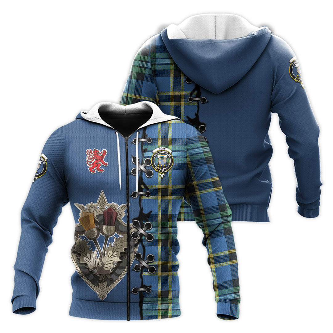 Printivon Hope Ancient Tartan Hoodie Lion Rampant And Celtic Thistle Style