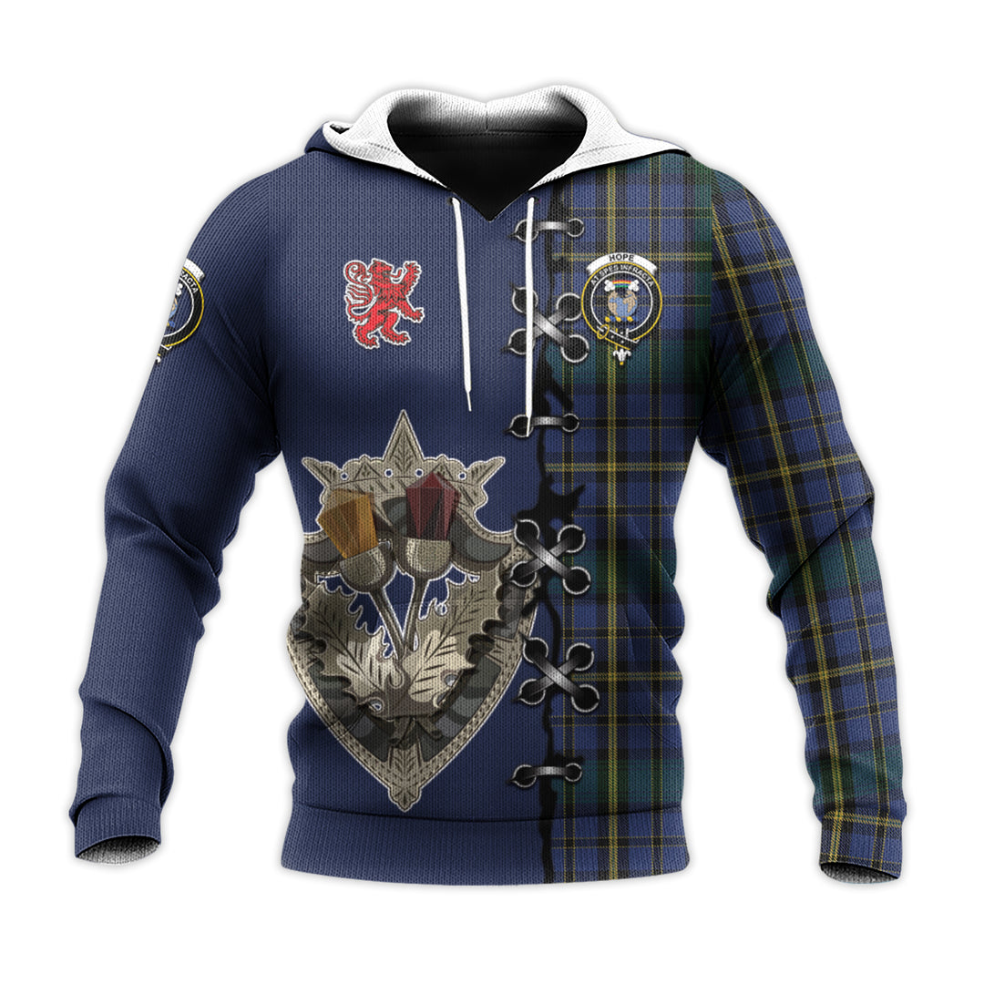 Printivon Hope Clan Originaux Tartan Hoodie Lion Rampant And Celtic Thistle Style
