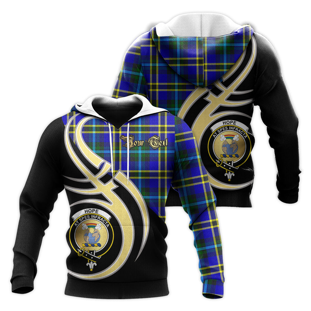 Printivon Hope Modern Clan Believe In Me Crest Tartan Knitted Hoodie Custom Your Text