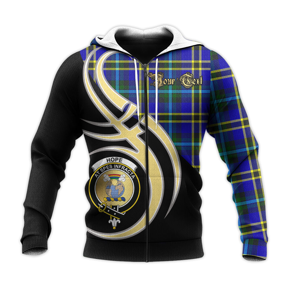 Printivon Hope Modern Clan Believe In Me Crest Tartan Knitted Hoodie Custom Your Text